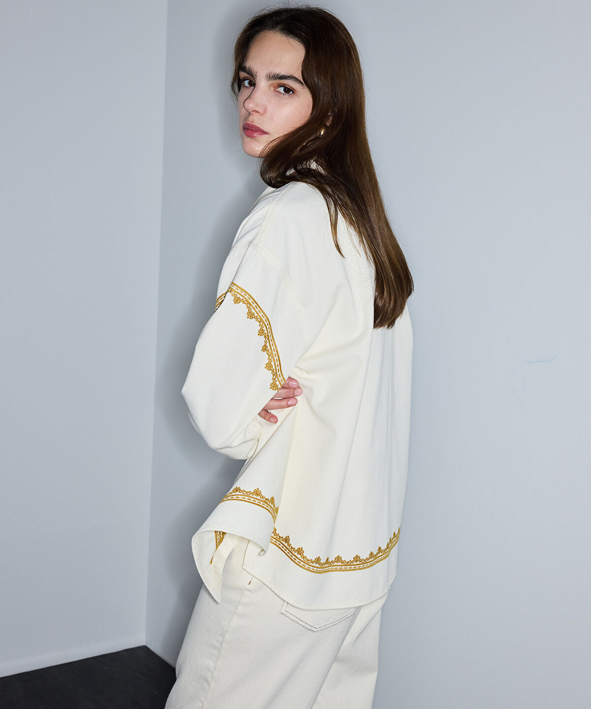 Embroidered Shirt Jacket