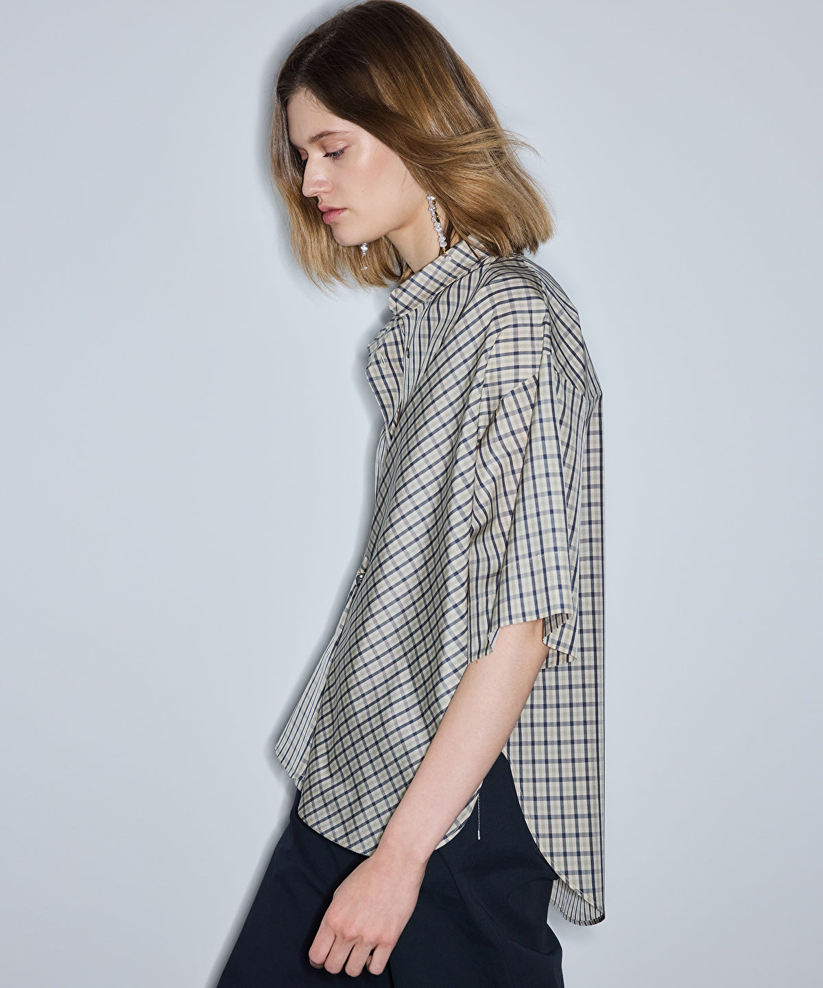 Zoomed Asymmetric Plaid Shirt