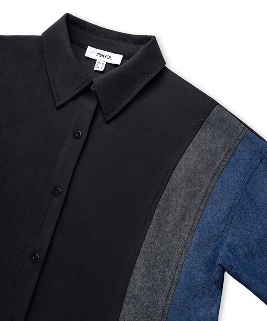 Color-Block Mixed Shirt 