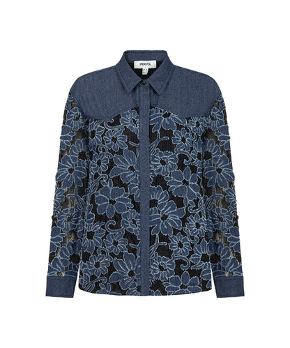 Floral Lace Denim Shirt
