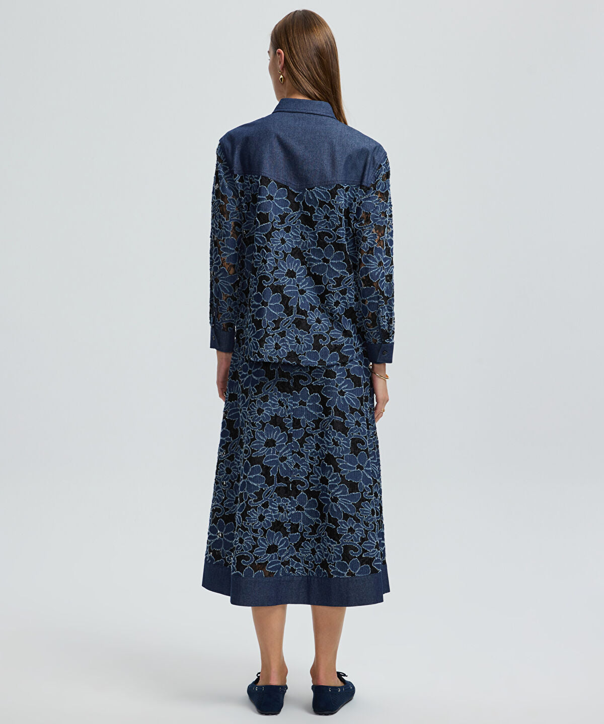 Zoomed Floral Lace Denim Shirt