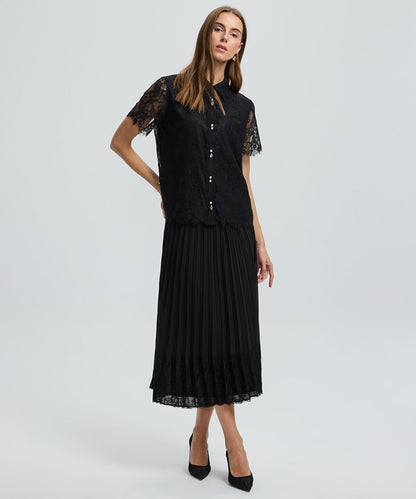 Mixed Button Lace Shirt