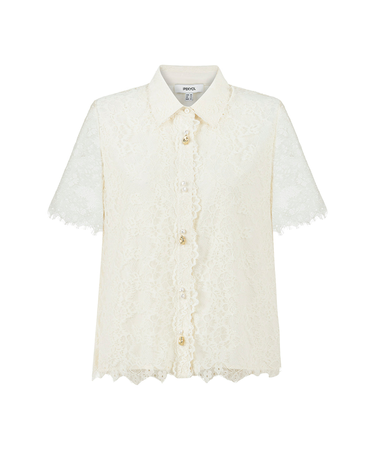 Mixed Button Lace Shirt