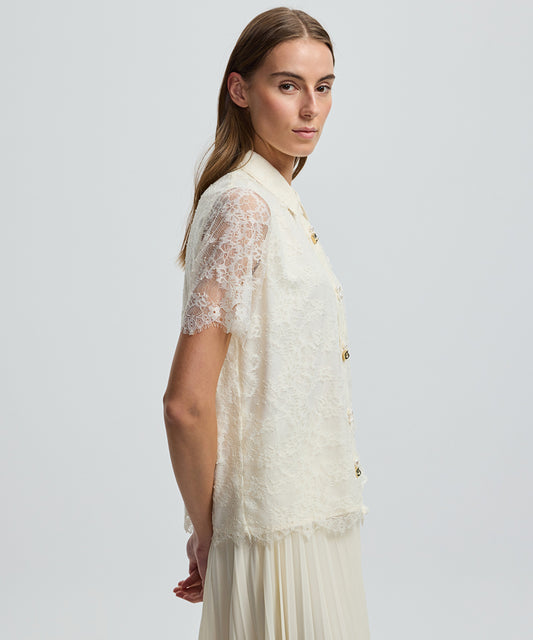 Mixed Button Lace Shirt
