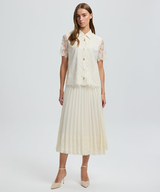 Mixed Button Lace Shirt