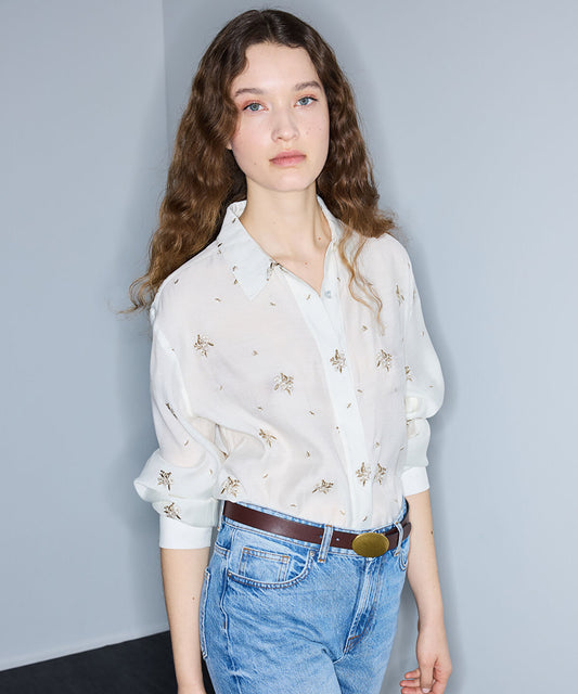 Contrast Embroidered Shirt