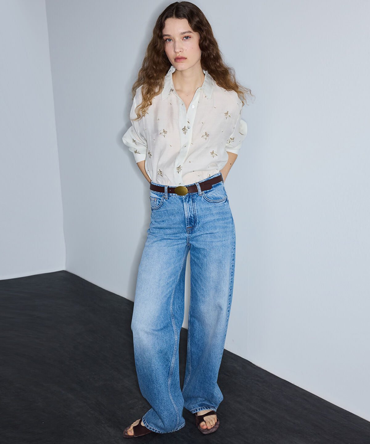 Contrast Embroidered Shirt
