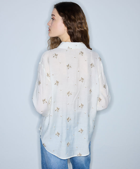 Contrast Embroidered Shirt