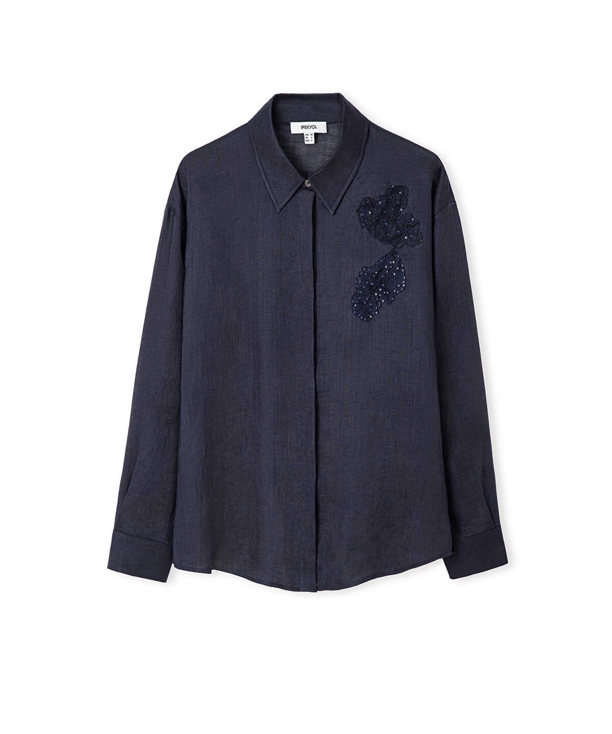 Linen Shirt with Lace Applique