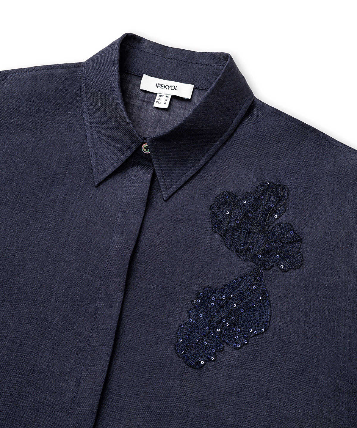 Linen Shirt with Lace Applique