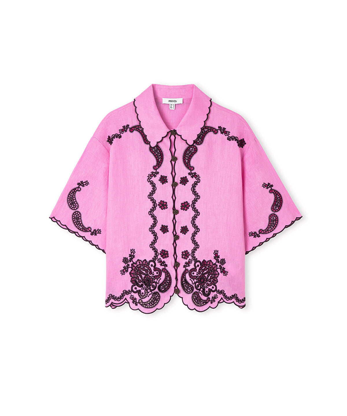 Zoomed Linen Shirt with Contrast Embroidery
