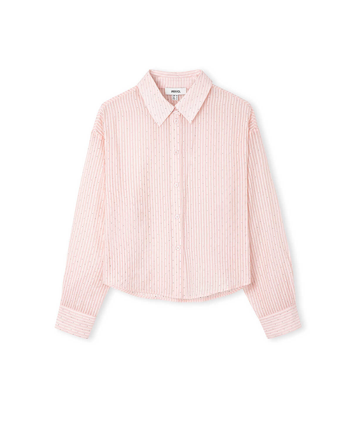Rhinestone Embellished Striped Shirt