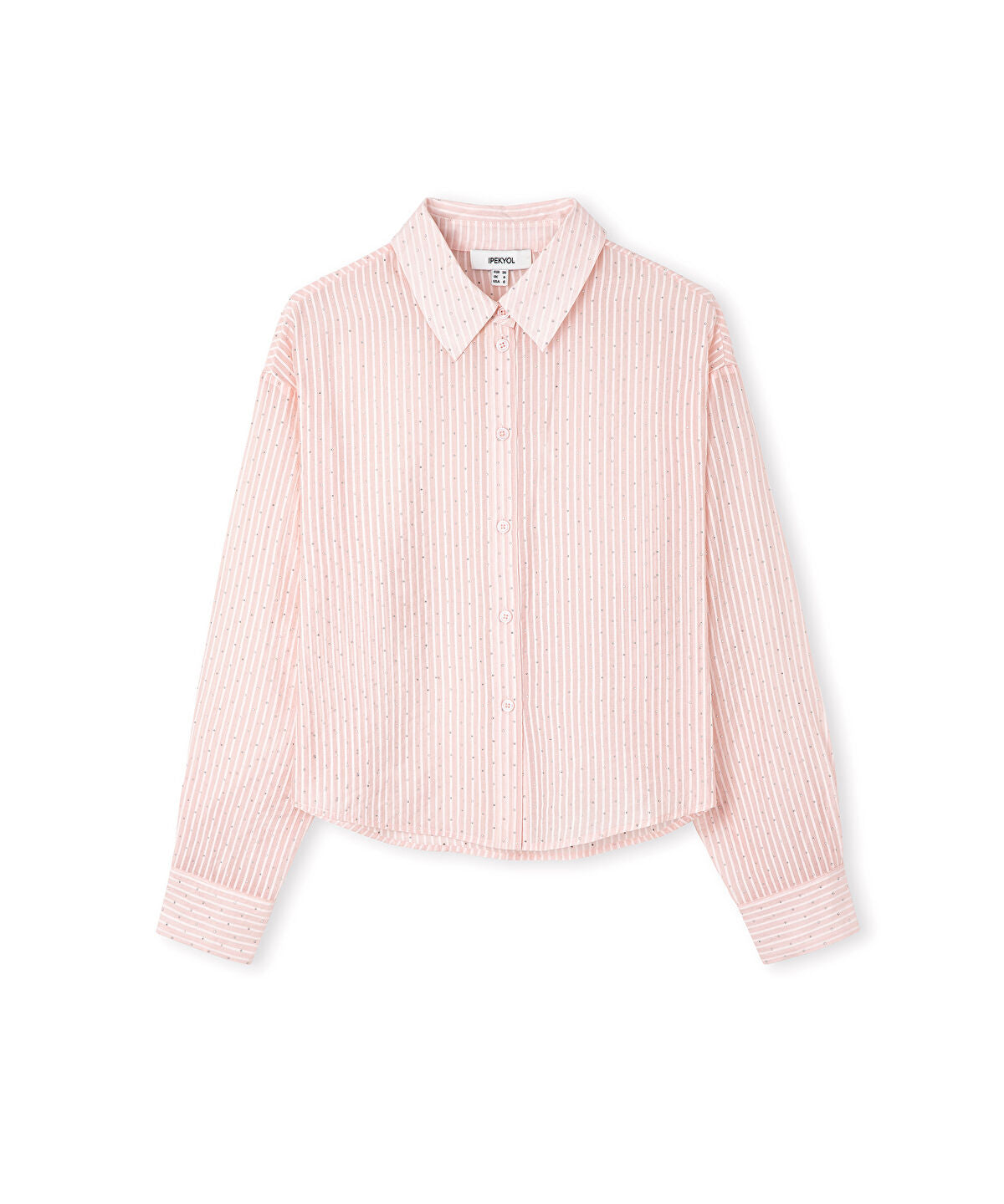 Zoomed Rhinestone Embellished Striped Shirt