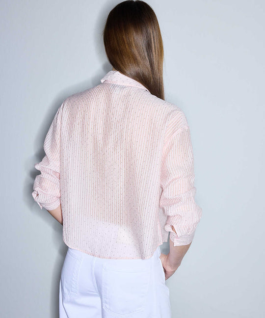 Rhinestone Embellished Striped Shirt