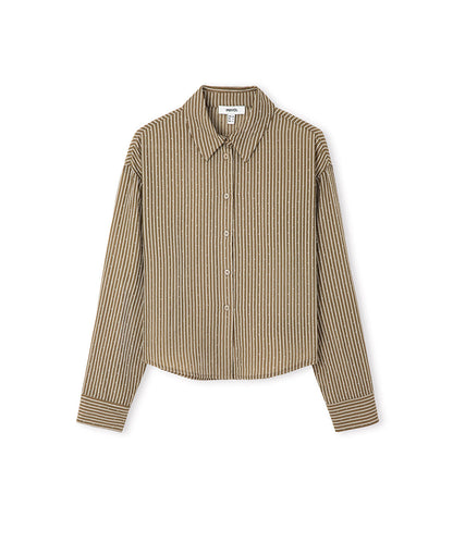 Rhinestone Embellished Striped Shirt