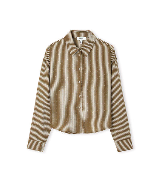 Rhinestone Embellished Striped Shirt
