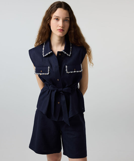 Embellished Linen Shirt
