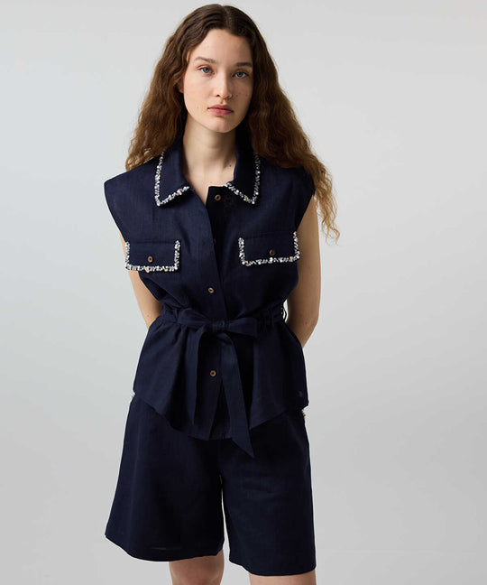 Embellished Linen Shirt