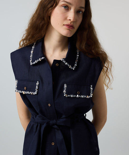 Embellished Linen Shirt