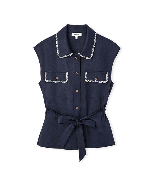 Embellished Linen Shirt