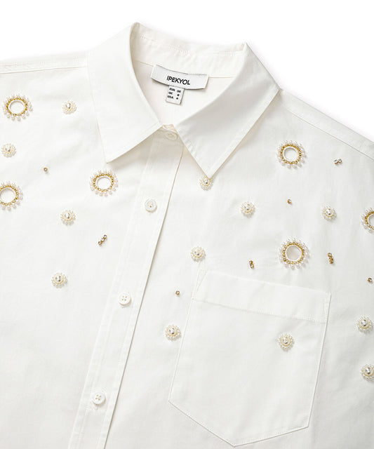Embroidered Cutout Poplin Shirt