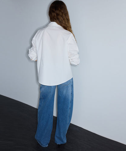 Embroidered Cutout Poplin Shirt