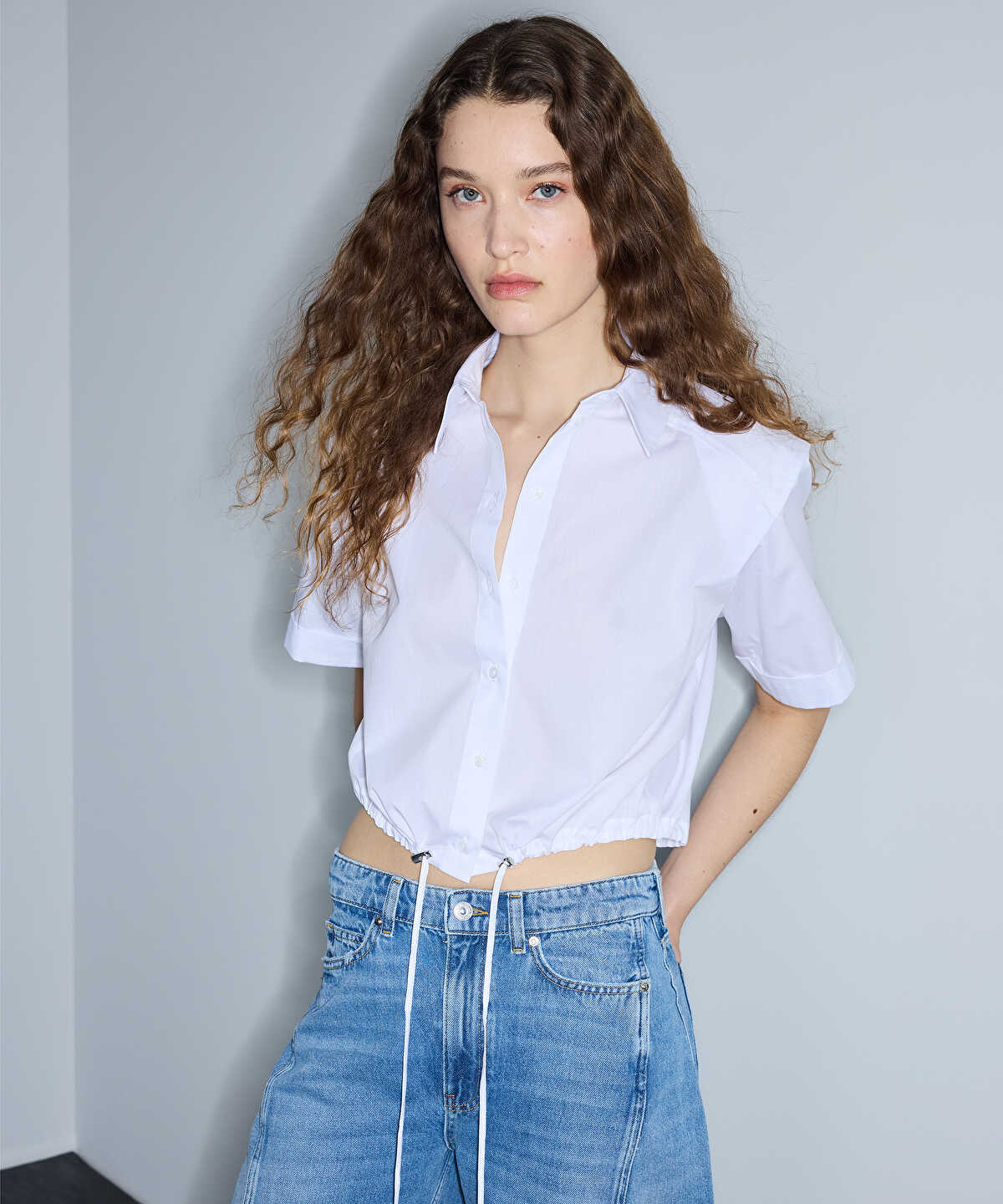 Gathered Poplin Shirt