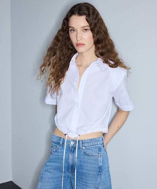 Gathered Poplin Shirt