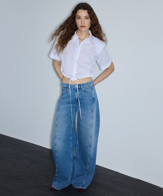 Gathered Poplin Shirt