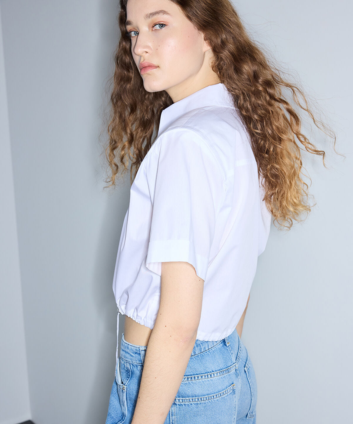 Zoomed Gathered Poplin Shirt