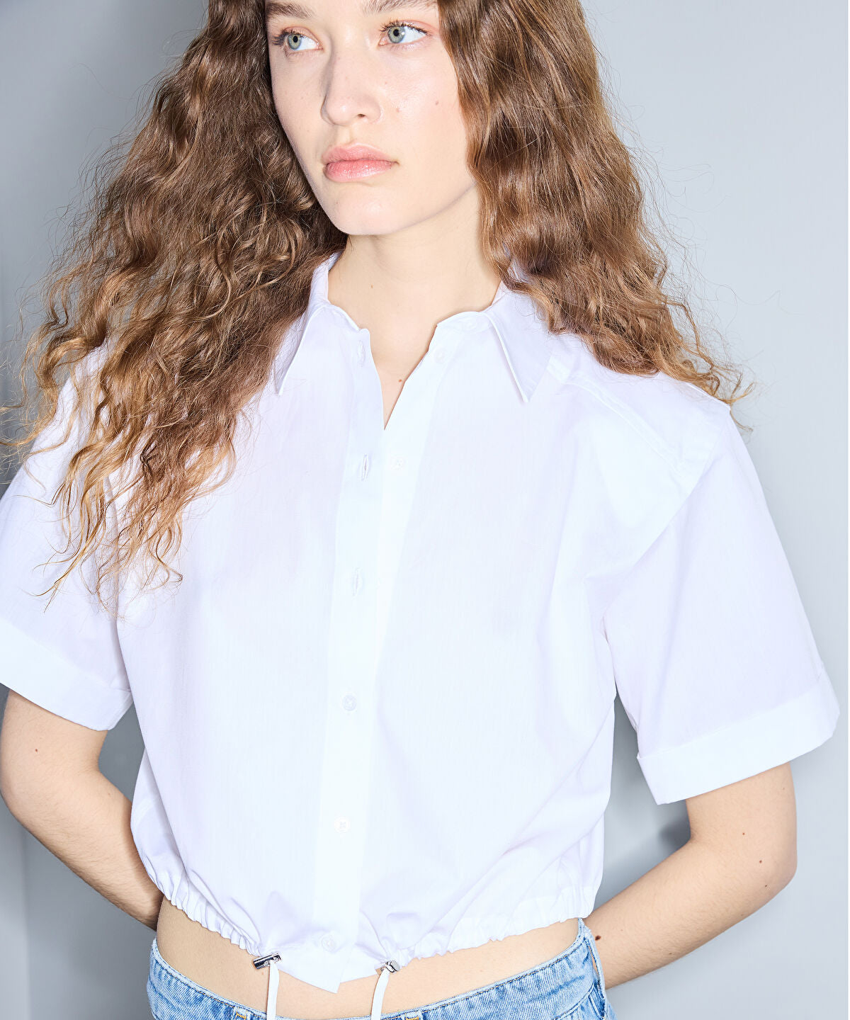 Zoomed Gathered Poplin Shirt