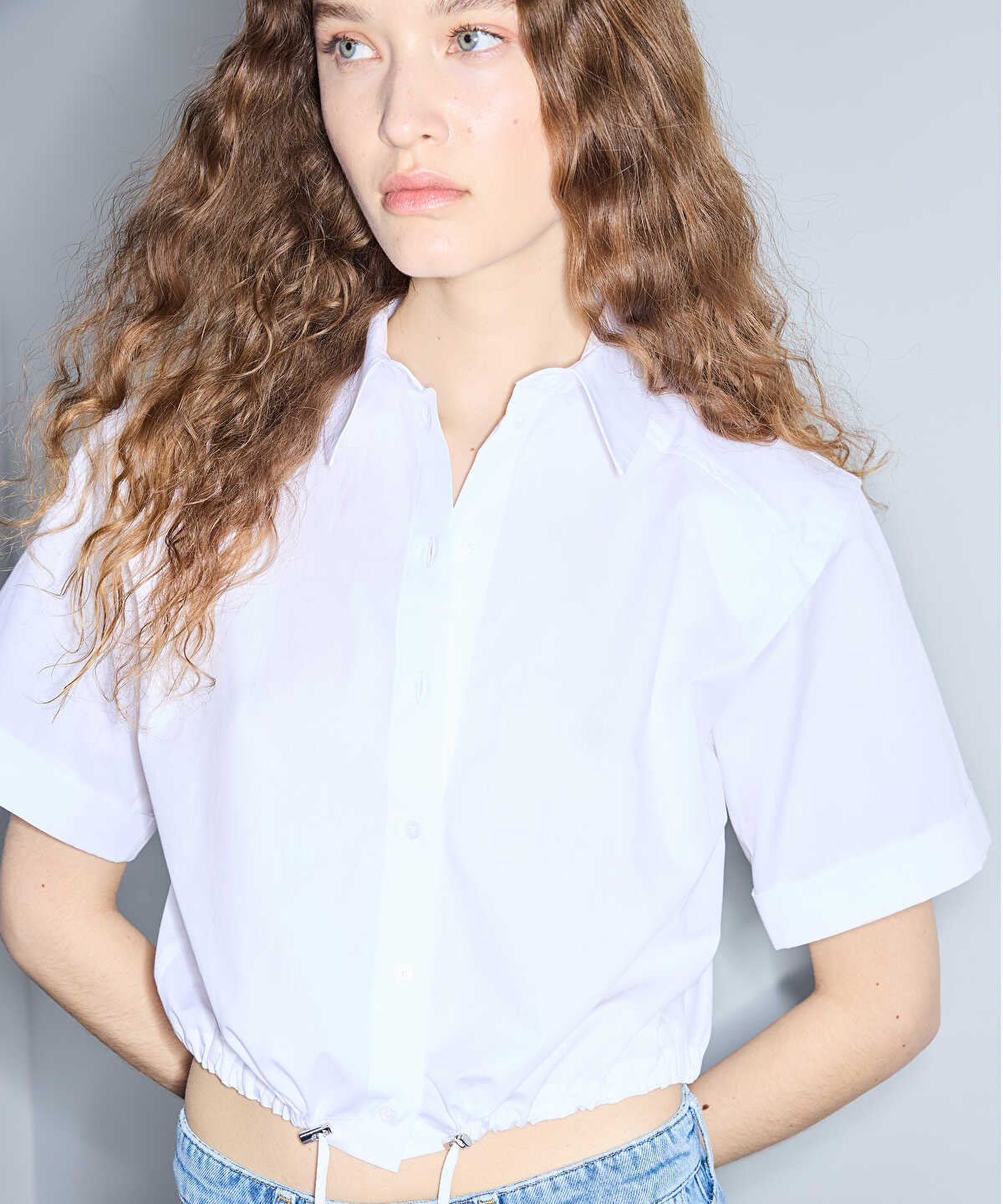 Gathered Poplin Shirt