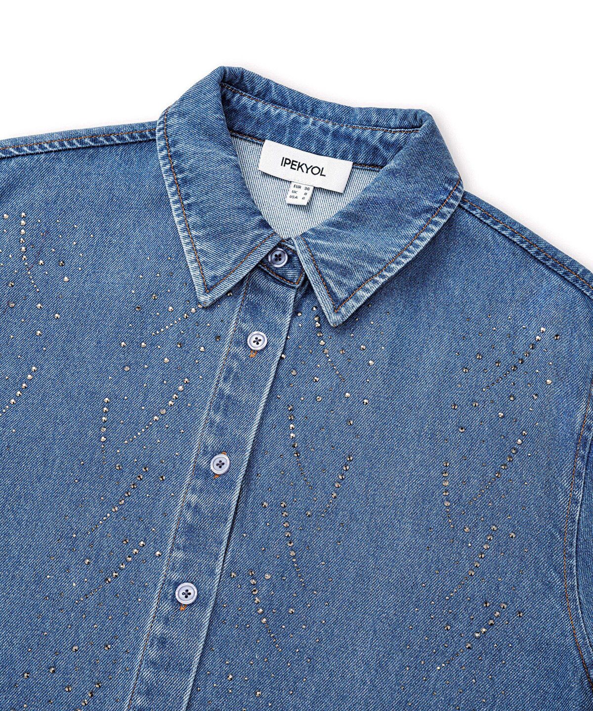Zoomed Embellished Denim Shirt
