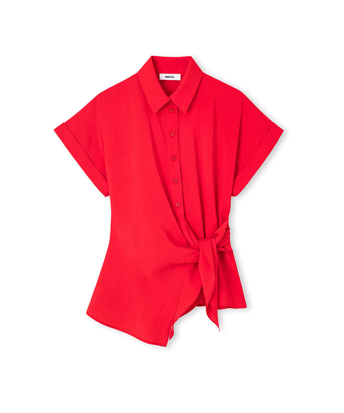 Zoomed Asymmetric Tie Waist Shirt