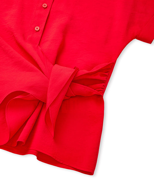 Asymmetric Tie Waist Shirt