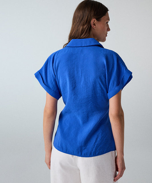 Asymmetric Tie Waist Shirt