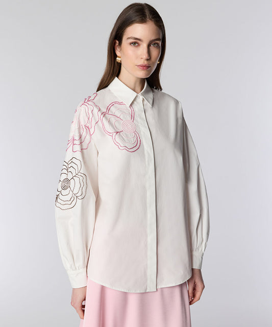 Floral Embroidered Poplin Shirt