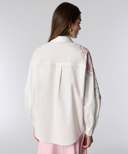 Floral Embroidered Poplin Shirt