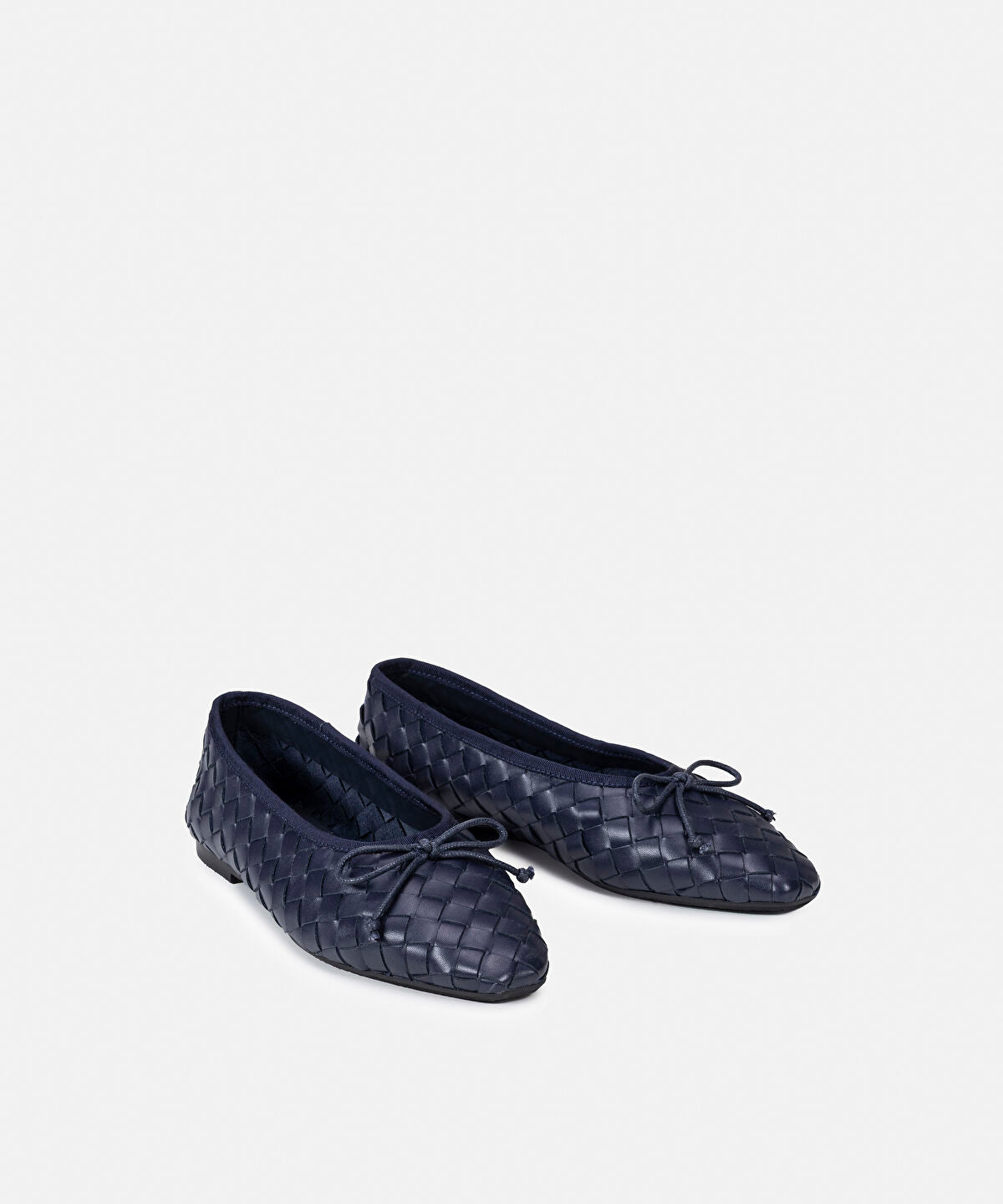 Zoomed Woven Leather Ballet Flats