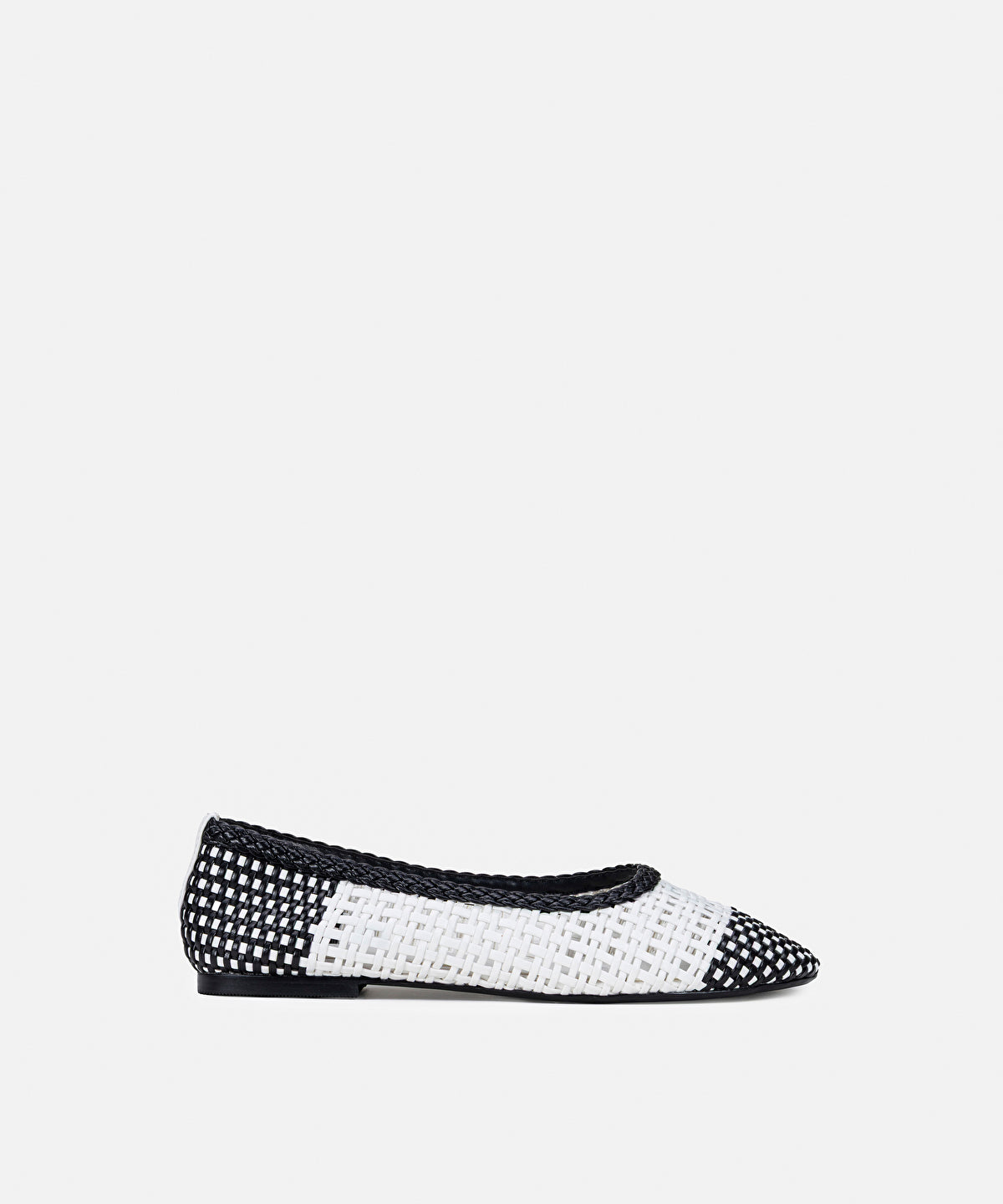 Zoomed Woven Color-Block Ballet Flats