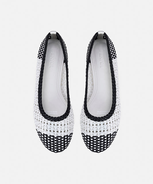 Woven Color-Block Ballet Flats