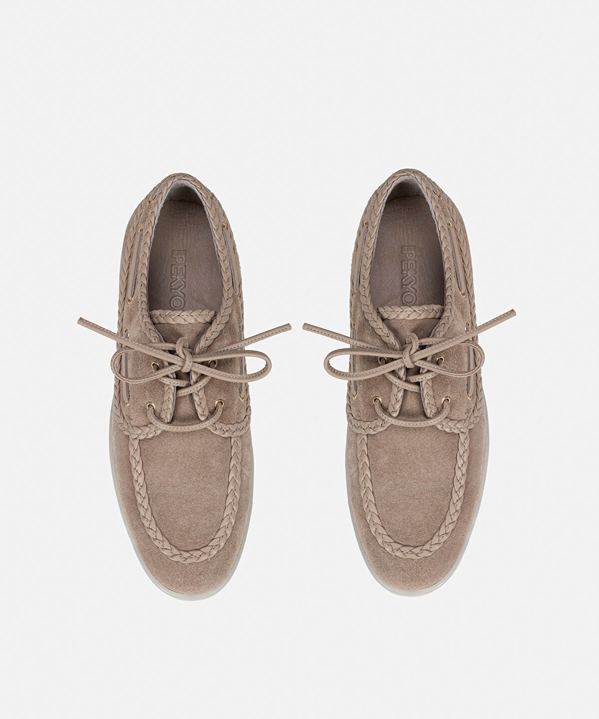Braided-Trim Suede Boat Shoes