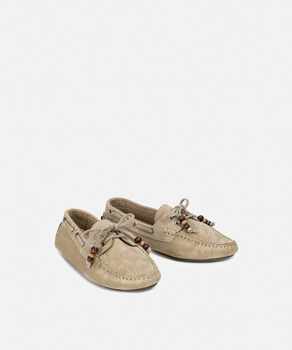 Beaded Suede Leather Loafers