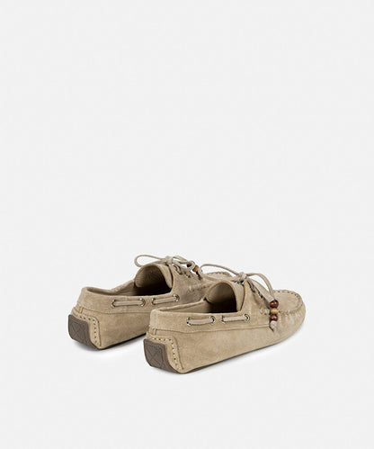Beaded Suede Leather Loafers