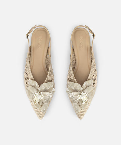 Floral Appliqué Textured Flats