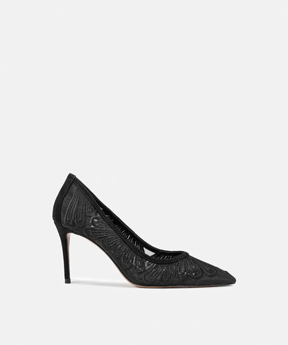 Embroidered Pointed-Toe Heels