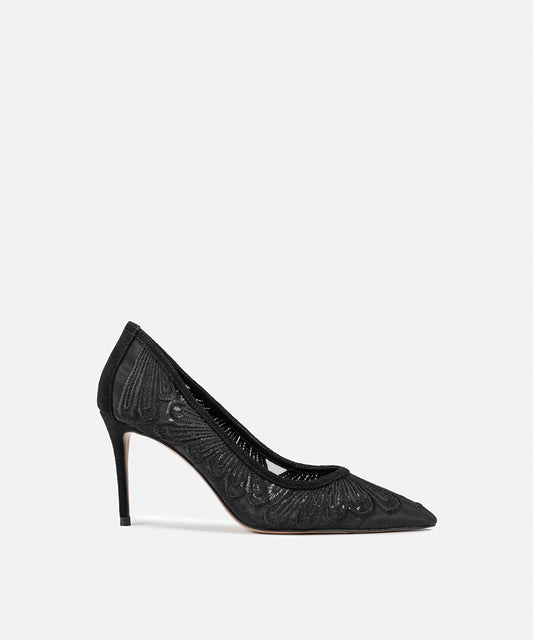 Embroidered Pointed-Toe Heels