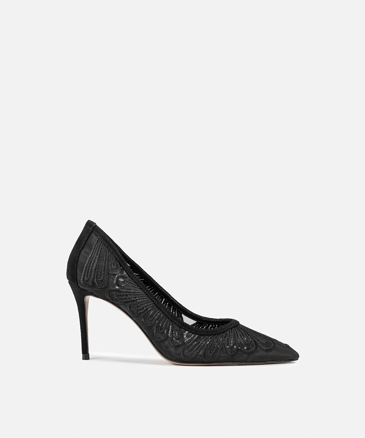 Zoomed Embroidered Pointed-Toe Heels