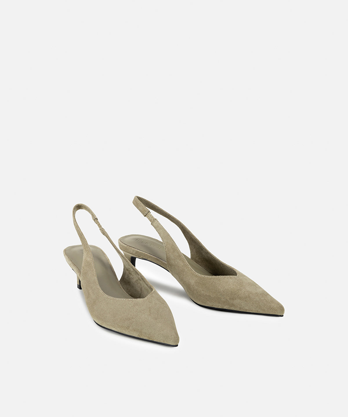 Zoomed Suede-Effect Slingback Heels