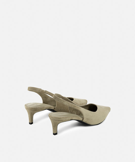 Suede-Effect Slingback Heels